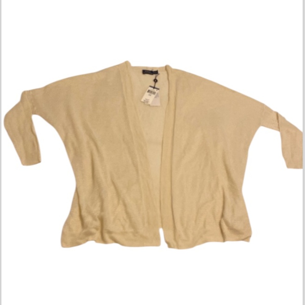 POLO Ralph Lauren linen cream sheer open front sweater size medium NWT